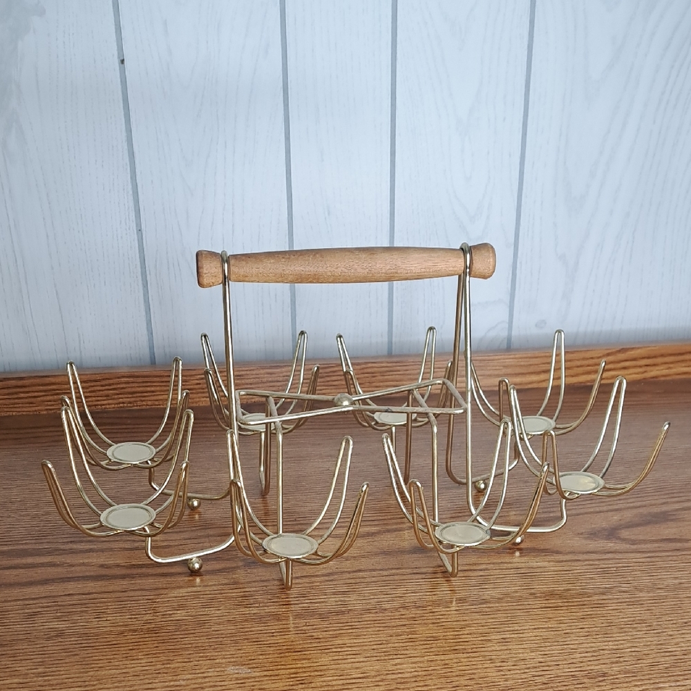 Mid Century Glass Holder Bar Display Great Condition